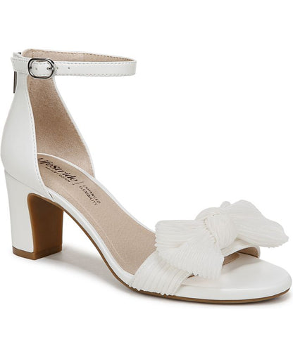 9 Women's LifeStride Florence-Bow Two Piece Block Heel Ankle Strap Sandals - White - 9M