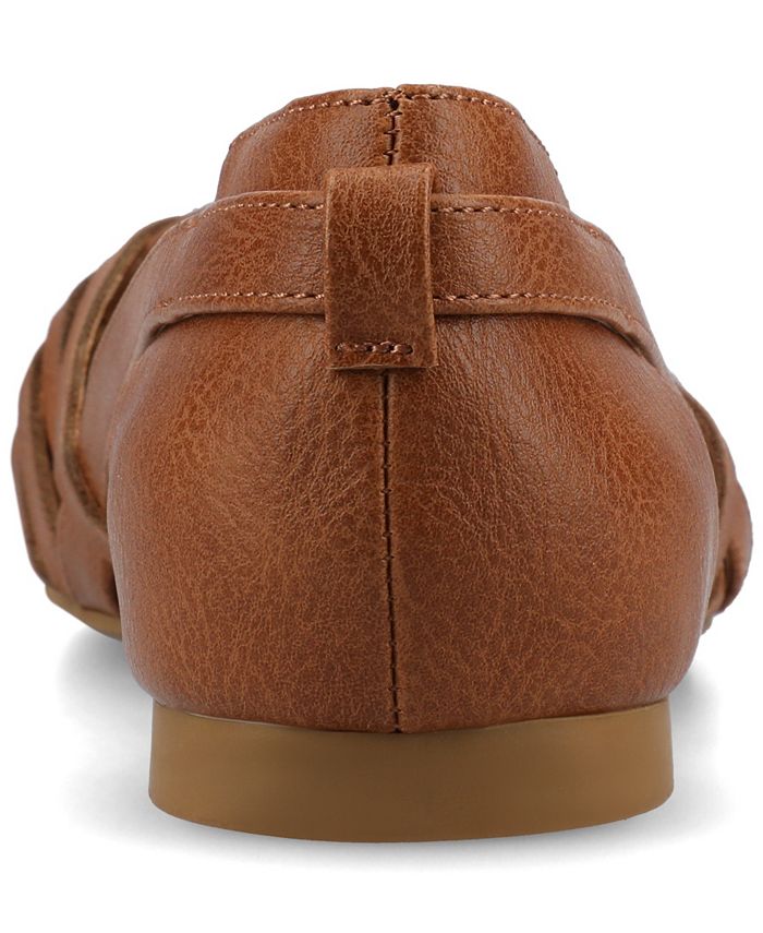 Women's 8 - Journee Collection Ekko Woven Round Toe Flats - Brown