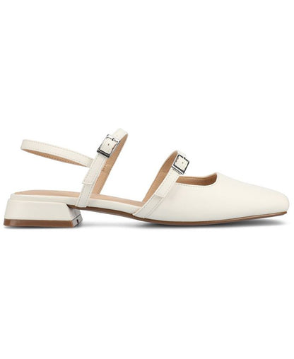 Women's 8.5 W Journee Collection Gretchenn Multi Strap Square Toe Mary Jane Flats - White