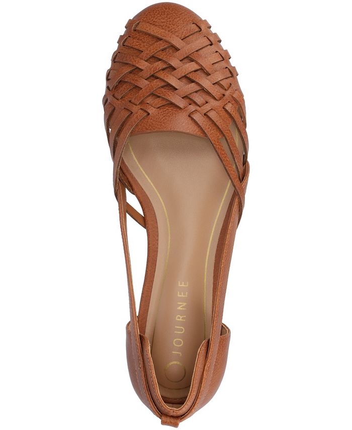 Women's 8 - Journee Collection Ekko Woven Round Toe Flats - Brown