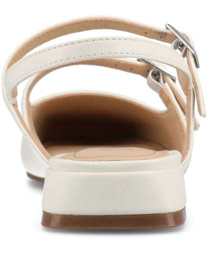 Women's 8.5 W Journee Collection Gretchenn Multi Strap Square Toe Mary Jane Flats - White