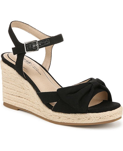 Women's 8W - LifeStride Tahlia Open Round Toe Espadrille Wedge Sandals - Black *Damaged Box*