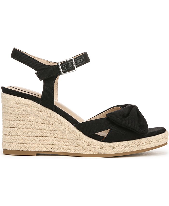 Women's 8W - LifeStride Tahlia Open Round Toe Espadrille Wedge Sandals - Black *Damaged Box*