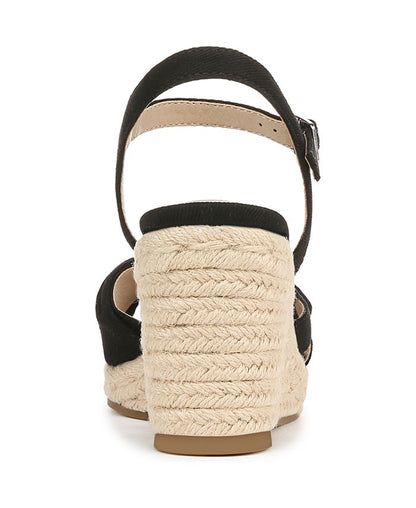 Women's 8W - LifeStride Tahlia Open Round Toe Espadrille Wedge Sandals - Black *Damaged Box*