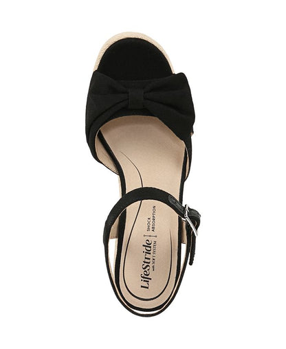Women's 8W - LifeStride Tahlia Open Round Toe Espadrille Wedge Sandals - Black *Damaged Box*