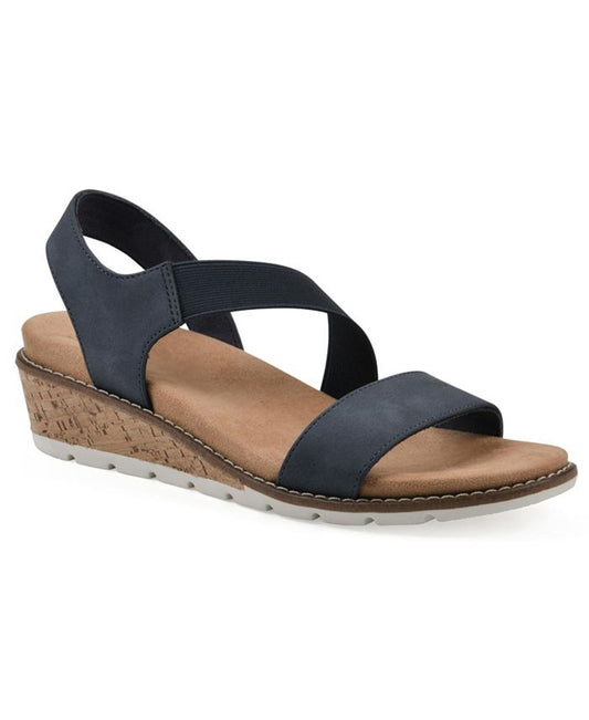 Women's 7.5M Cliffs by White Mountain Tinnley Wedge Slip-On Sandals - Navy
