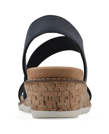 Women's 7.5M Cliffs by White Mountain Tinnley Wedge Slip-On Sandals - Navy