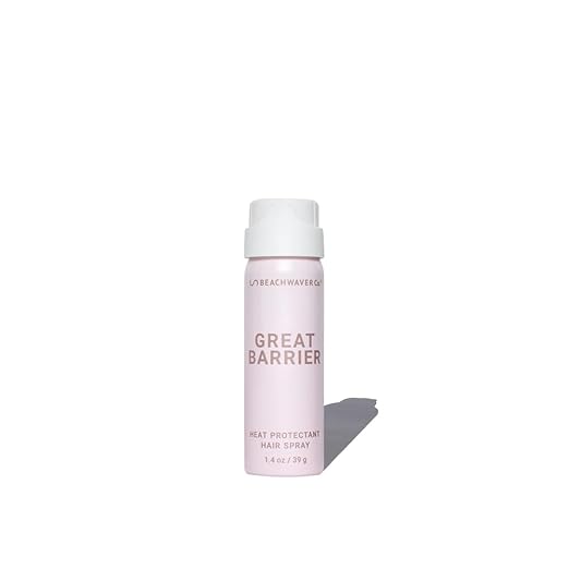 The Beachwaver Co. Haircare Great Barrier Heat Protectant Hair Spray - Travel Size (1.4 Fl Oz) | Multi-Purpose Treatment for Heat Protection | Flexible Hold &amp; No Frizz | Polynesian Pink Sugar Scent