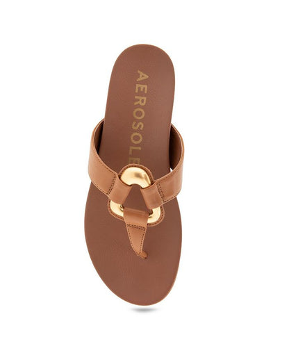 8.5 Women's Aerosoles Fallon Round Toe Thong Sandals - Tan/Beige - 8.5M