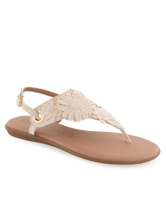 Women's 7 Aerosoles Connie Round Toe Flat Sandals - Tan/Beige
