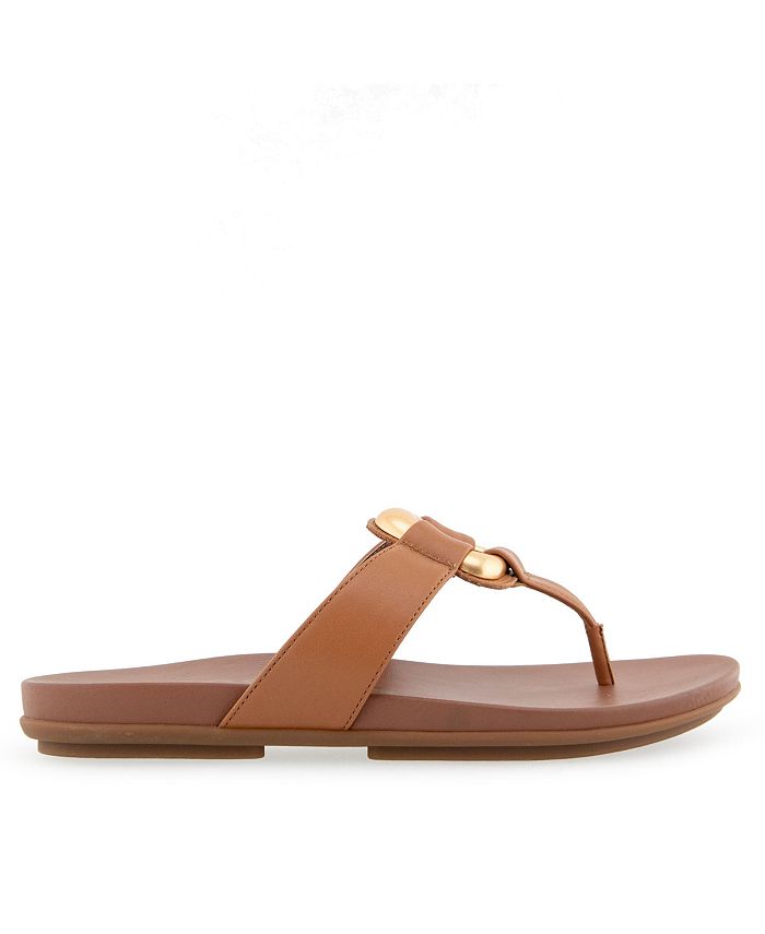 8.5 Women's Aerosoles Fallon Round Toe Thong Sandals - Tan/Beige - 8.5M