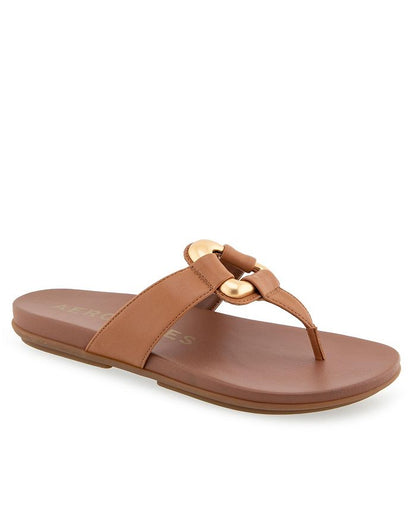 8.5 Women's Aerosoles Fallon Round Toe Thong Sandals - Tan/Beige - 8.5M