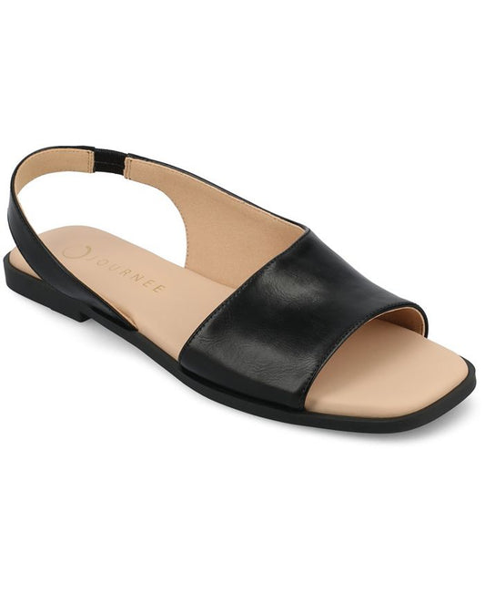 Women's 8W Journee Collection Brinsley Slingback D'Orsay Flat Sandals - Black