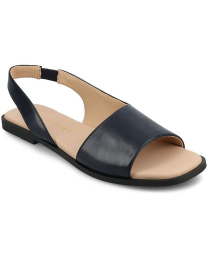 8 Women's NAVYJournee Collection Brinsley Slingback D'Orsay Flat Sandals - Blue - 8M
