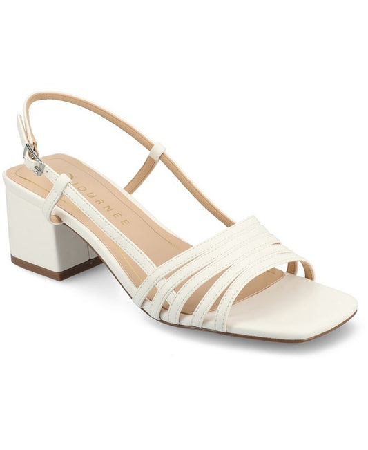 Women's 9.5M Journee Collection Shayana Multi Strap Slingback Dress Sandals - White *Damaged Box*