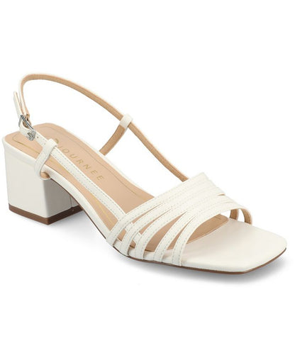 Women's 10M - Journee Collection Shayana Multi Strap Slingback Dress Sandals - White