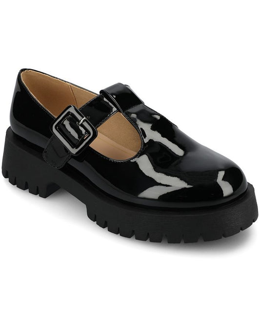 Women's 8.5 M Journee Collection Suvi Lug Sole Mary Jane Loafers - Black