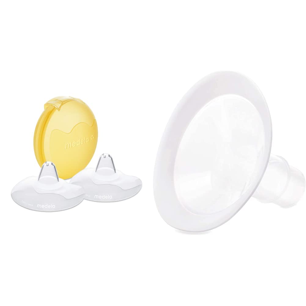 Medela PersonalFit Flex Breast Shields 2 Pack Large 27mm and Contact Nipple Shields 24mm Medium 2 Count for Breastfeeding Latch Difficulties