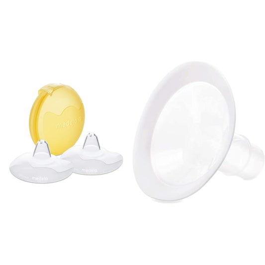 Medela PersonalFit Flex Breast Shields 2 Pack Large 27mm and Contact Nipple Shields 24mm Medium 2 Count for Breastfeeding Latch Difficulties