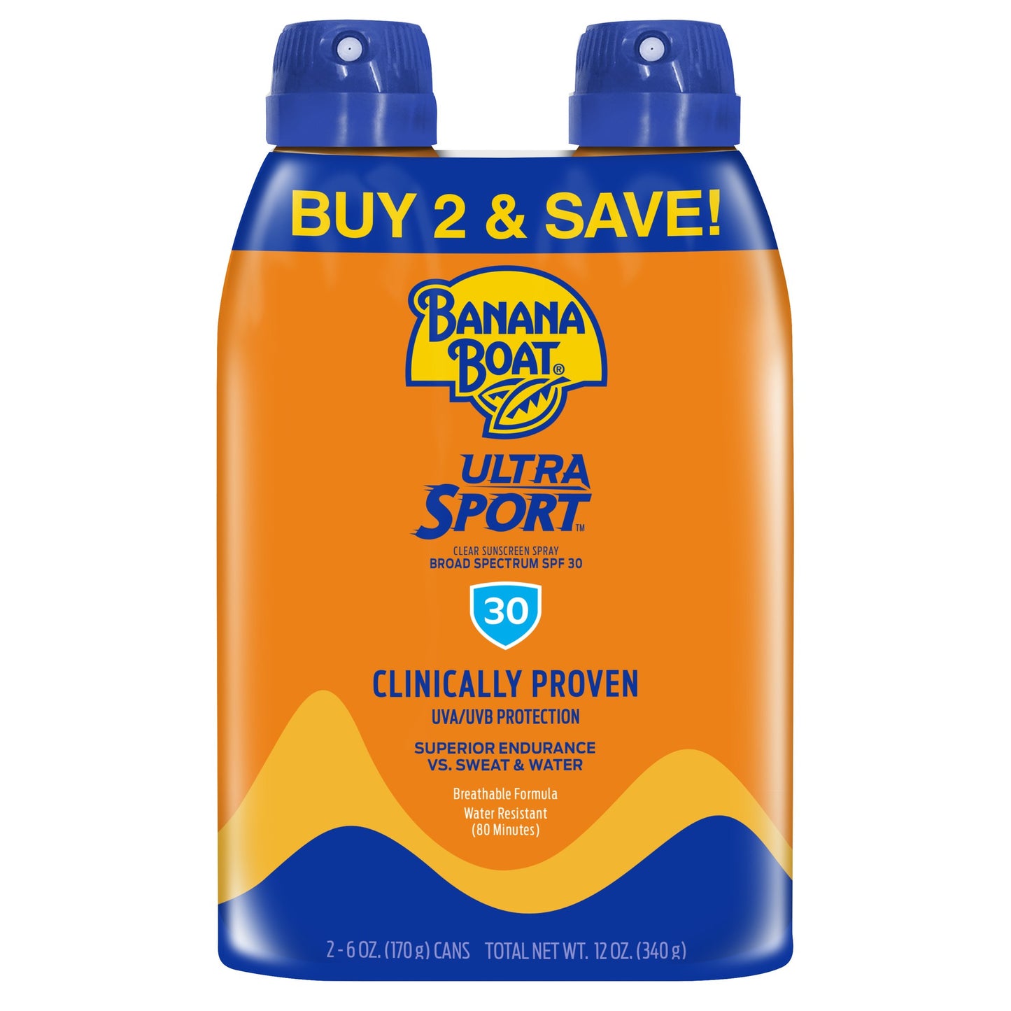 Banana Boat Sport Ultra SPF 30 Sunscreen Spray 6oz Twin Pack (EXP: 07/26)