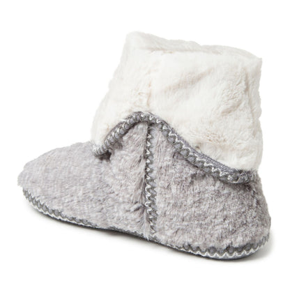 Women's XL (11/12) Dearfoams Faux Fur Fold-Down Slippers - Gray Frost