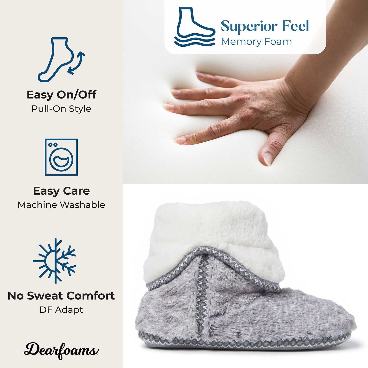 Women's XL (11/12) Dearfoams Faux Fur Fold-Down Slippers - Gray Frost