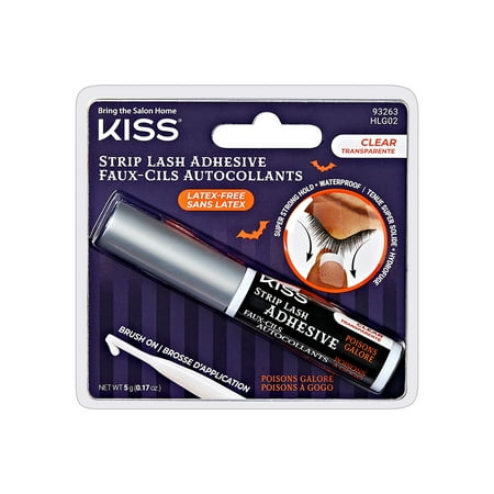 KISS Halloween Strip Lash Adhesive, Latex Free, Net Wt. 5 g. / 0.17 oz. - Poisons Galore - Clear