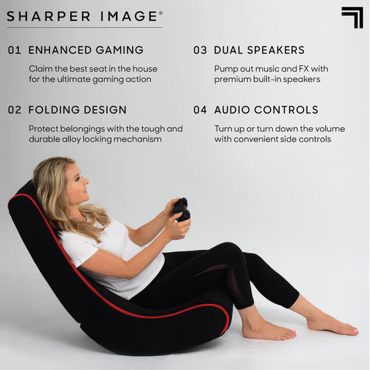 Sharper Image Foldable Gaming Chair with Onboard Speakers *Open Box*