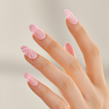 KISS imPRESS Design Press on Nails, Wild Venus, Pink, Medium Almond, 30 Count