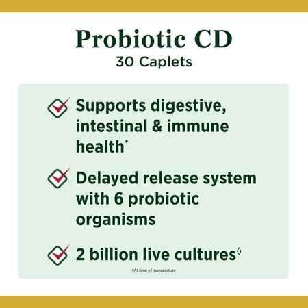 Nature's Bounty Controlled Delivery Digestive Probiotic Caplets Dietary Supplement - 30 ct *Exp 01/2026* *Damaged Box*
