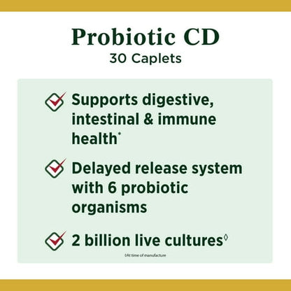 Nature's Bounty Controlled Delivery Digestive Probiotic Caplets Dietary Supplement - 30 ct *Exp 01/2026* *Damaged Box*