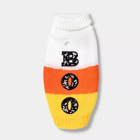 Hyde & EEK! Boutique Halloween Candy Corn Boo Dog and Cat Sweater - Small