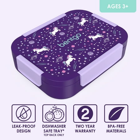 Bentgo Kids Snap & Go Leak-Proof Lunch Box - Purple Unicorn & Space