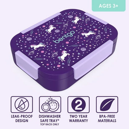 Bentgo Kids Snap & Go Leak-Proof Lunch Box - Purple Unicorn & Space