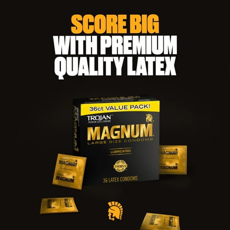 Trojan Magnum Lubricated Large Condoms, Lubricated Condoms, 36 Count Pack *Damaged Packaging* *Exp 3/1/29*
