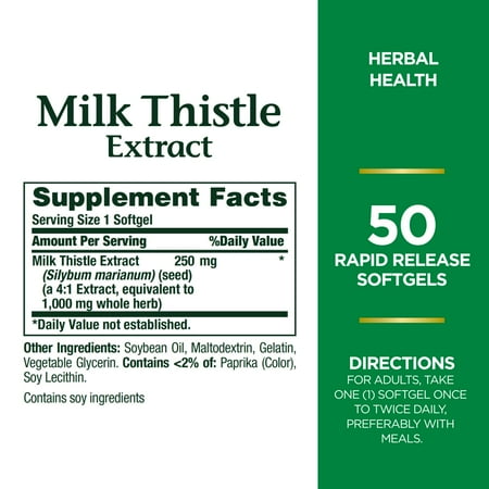 Nature's Bounty Milk Thistle Rapid Release Softgels, 1000 mg - 50 ct *Exp 03/26*