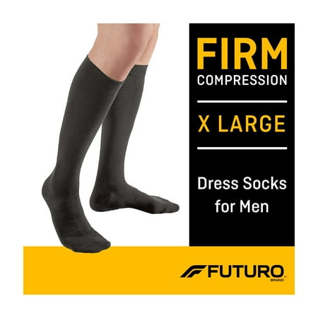 FUTURO Dress Socks for Men, X-Large, Black, Firm Compression *Damaged Box*