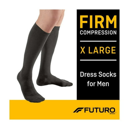 FUTURO Dress Socks for Men, X-Large, Black, Firm Compression *Damaged Box*