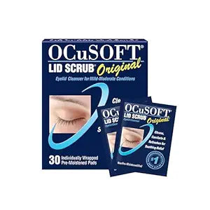 OCuSOFT Lid Scrub Original Eyelid Cleanser - Pre-Moistened Eyelid Wipes for Mild to Moderate Conditions - Eyelid Cleanser to Clean, Comfort &amp; Soothe Irritated Eyelids - 30 Count EXP 09/2026