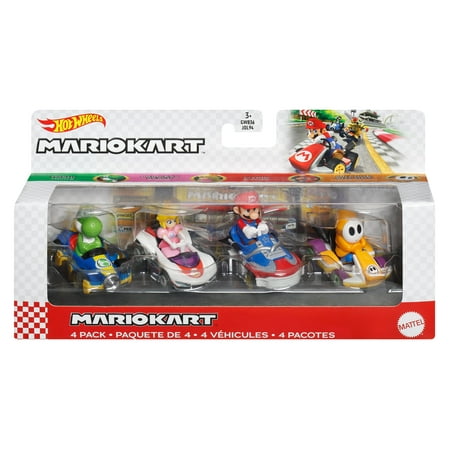 Hot Wheels Mario Kart Vehicle 4-Pack with 1 Exclusive Collectible Model *Damaged Package
