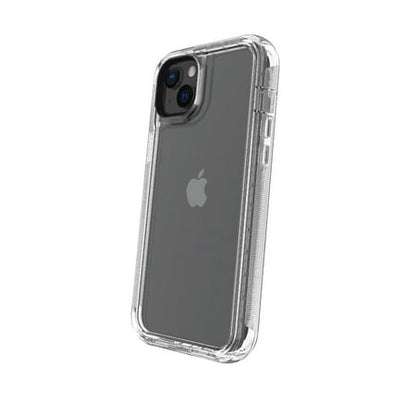Onn. Rugged Phone Case with Holster for iPhone 14 Plus - Clear
