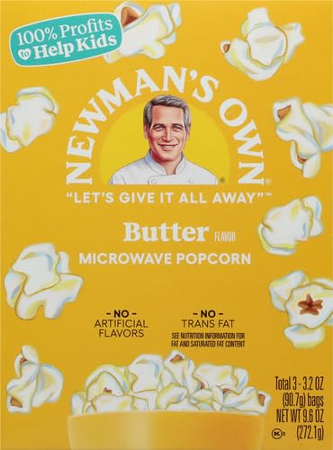 Newman's Own Old Style Picture Show Microwave Popcorn,Butter, 3 Count (Pack of 1) *Exp 2/7/26* *Slight Box Damage*