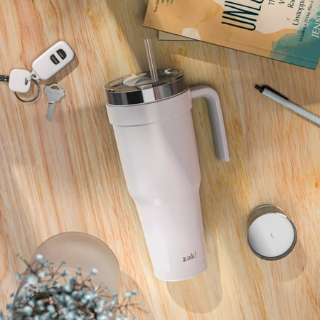 Zak Designs 40 Ounce Antimicrobial Stainless Steel Water Bottle, Ivory