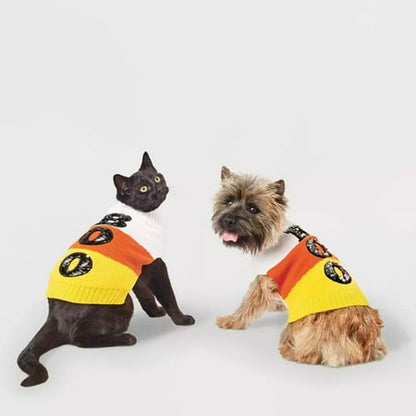 Hyde & EEK! Boutique Halloween Candy Corn Boo Dog and Cat Sweater - Small