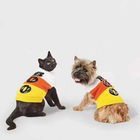 Hyde & EEK! Boutique Halloween Candy Corn Boo Dog and Cat Sweater - Small