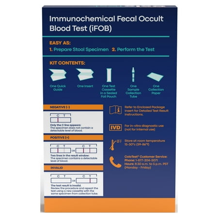 Reese's ColoTest  At-Home Colon Cancer Screening iFOB FIT Test with Results as Soon as 1 Minute *Exp 2/28/2026* *Damaged Box*