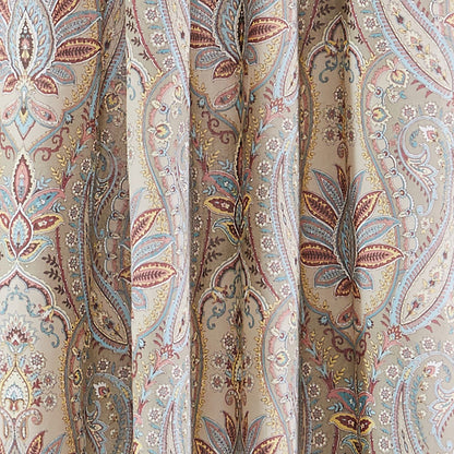 Levtex Home - Kasey - Window Panels with Rod Pocket - Two Curtains 84 Inch Length - Ogee Medallion - Taupe Grey Teal Burgundy - 100% Cotton - Lined
