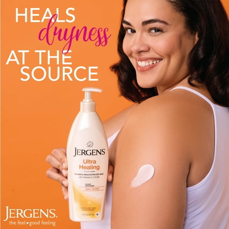 Jergens Ultra Healing Hand and Body Lotion, Dry Skin Moisturizer, Vitamins C, E, B5, 21 oz *Dented Bottle*