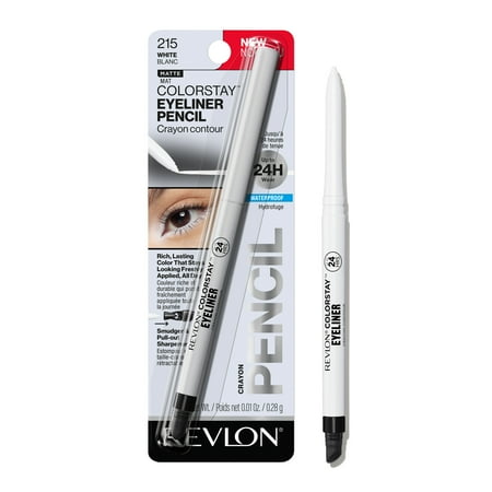 Revlon ColorStay Waterproof Eyeliner Pencil, Built-In Sharpener, 215 White, 0.01 oz