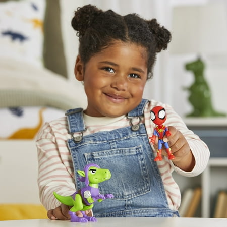 Marvel Spidey and His Amazing Friends Dino-Webs, Spidey and Goblin Raptor Action Figures *Damaged Package*